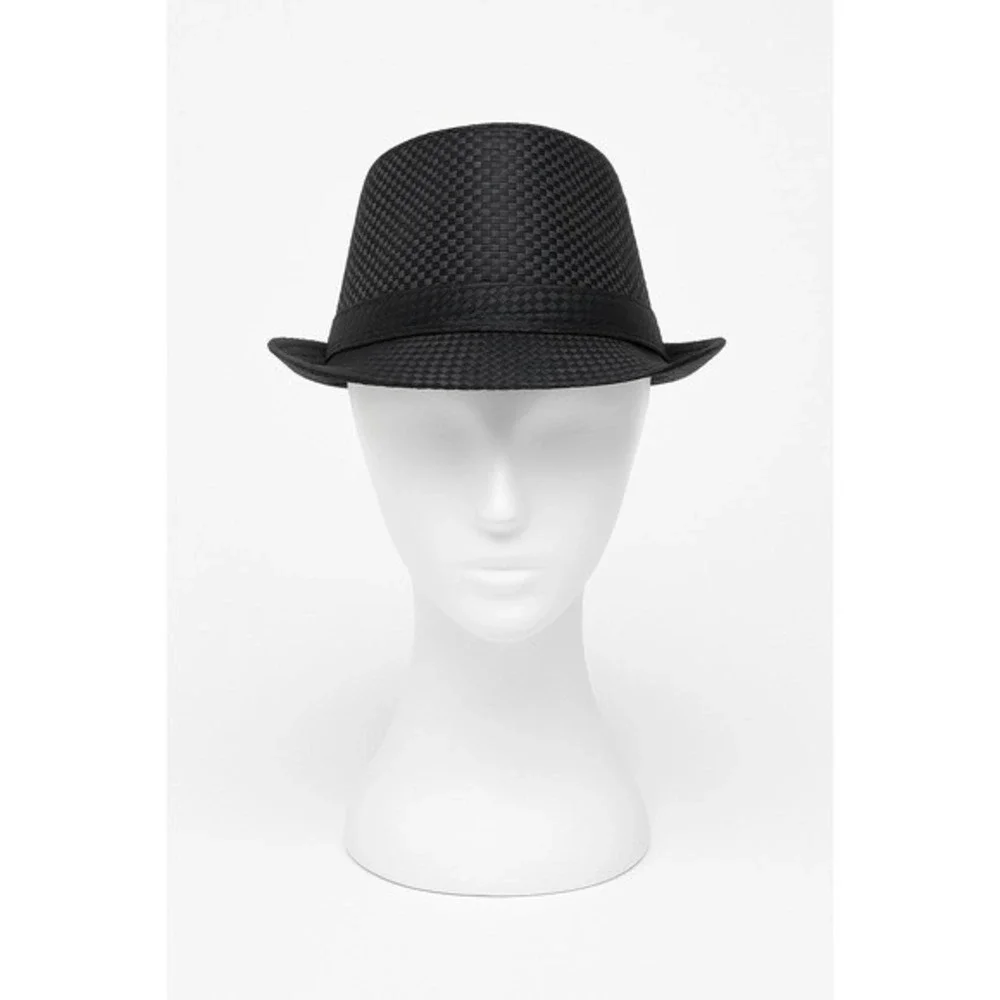 Kenny K Mens Fedora Hat Size Medium Black Tonal Checkered Classic Dress‎ Hat